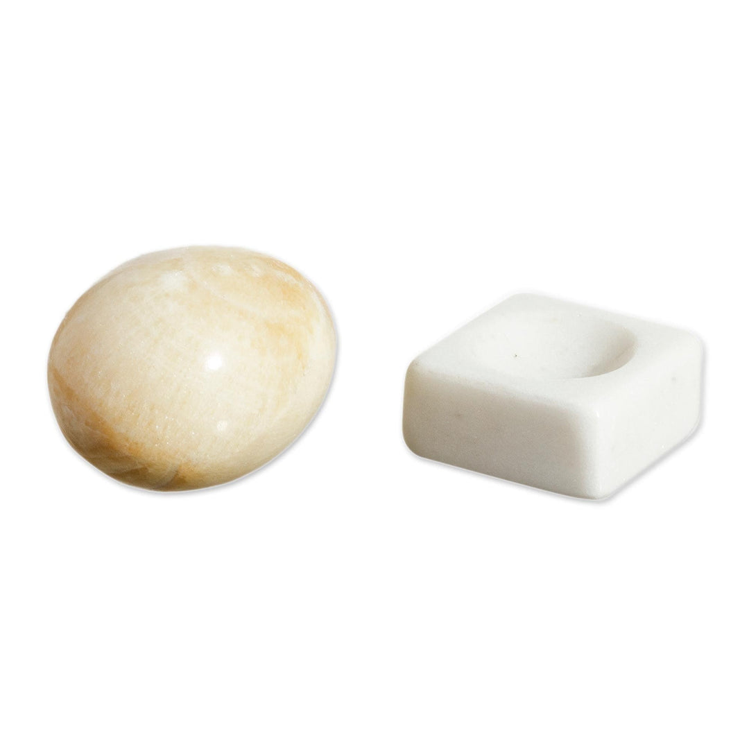 Egg-Shaped Calcite Gemstone Figurine - Cute Egg