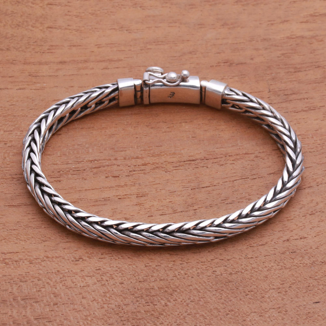 Sterling Silver Foxtail Chain Bracelet from Bali - Foxtail Balance