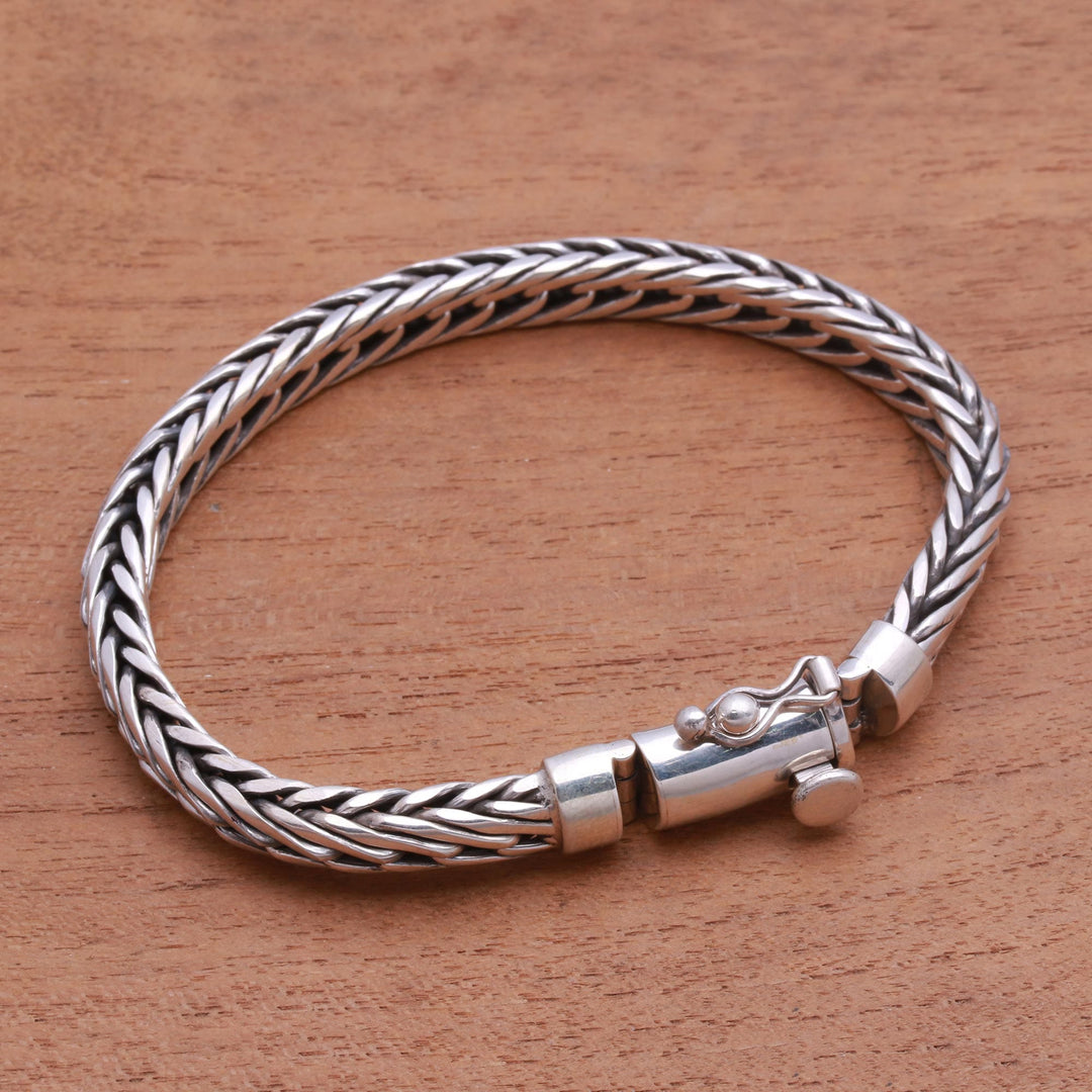 Sterling Silver Foxtail Chain Bracelet from Bali - Foxtail Balance