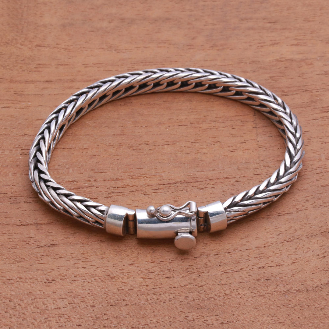 Sterling Silver Foxtail Chain Bracelet from Bali - Foxtail Balance