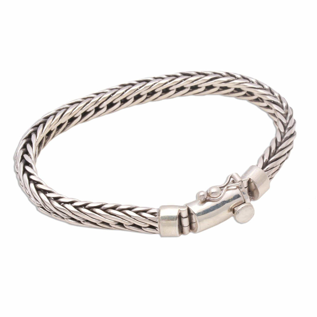 Sterling Silver Foxtail Chain Bracelet from Bali - Foxtail Balance