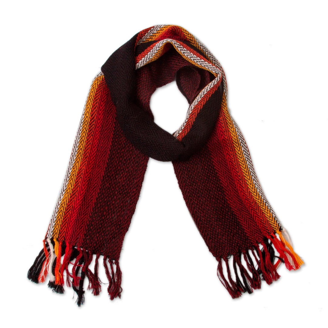 Striped 100% Alpaca Scarf from Peru - Mountain Dusk
