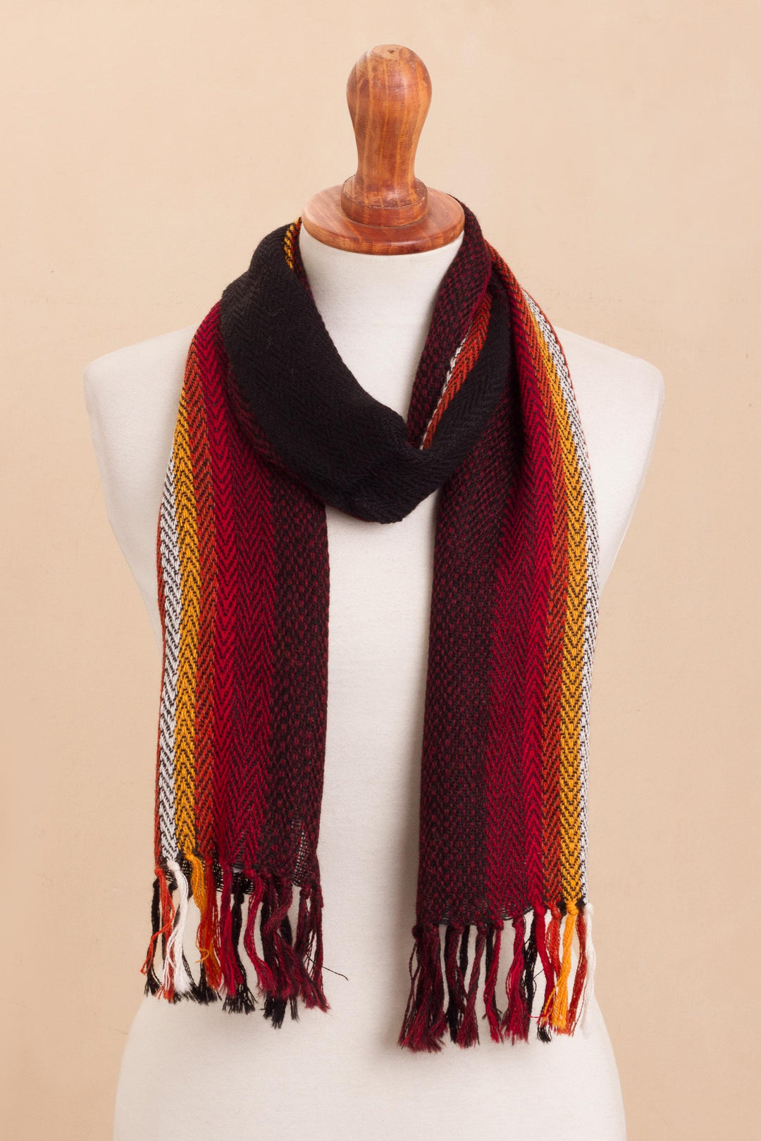 Striped 100% Alpaca Scarf from Peru - Mountain Dusk