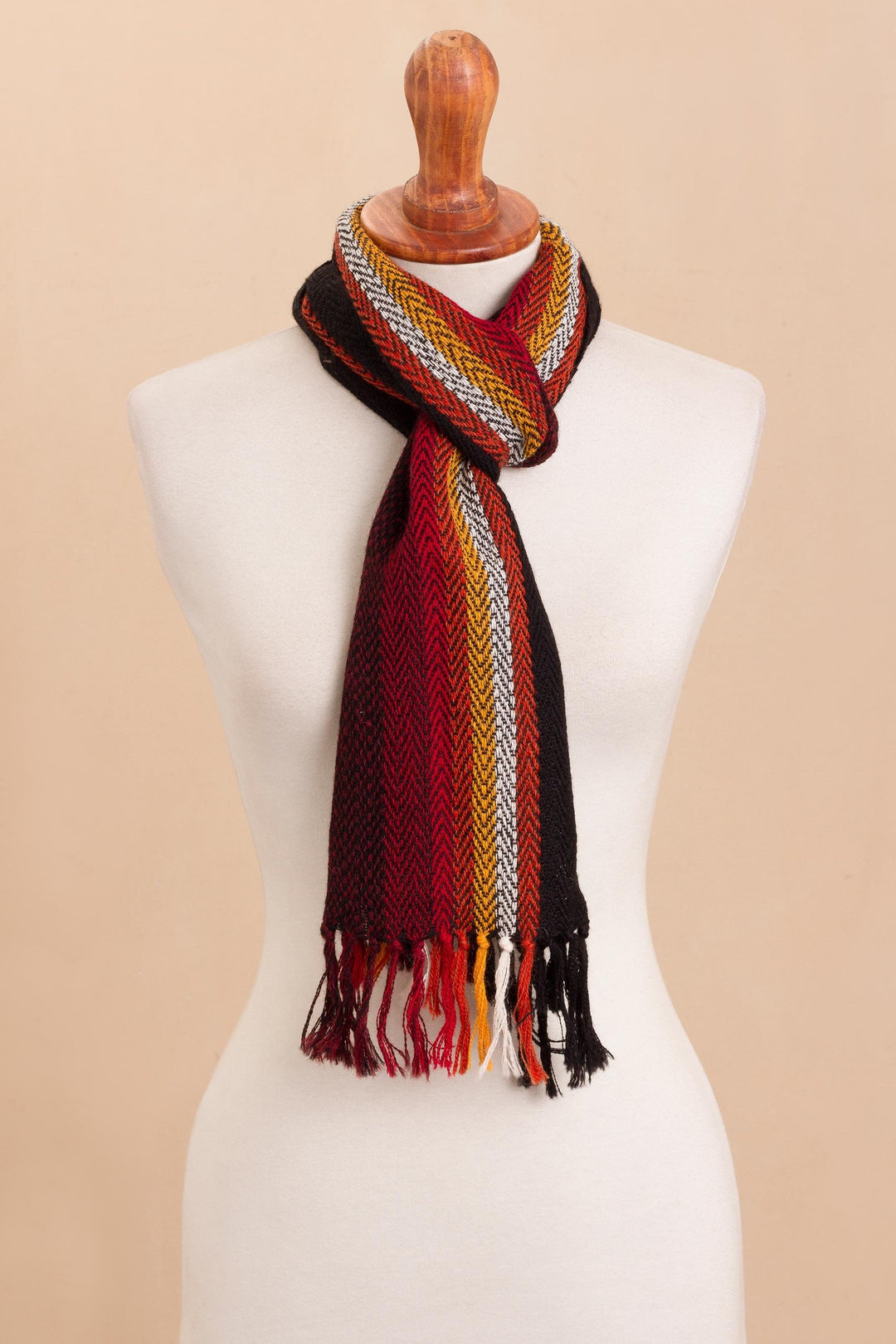 Striped 100% Alpaca Scarf from Peru - Mountain Dusk