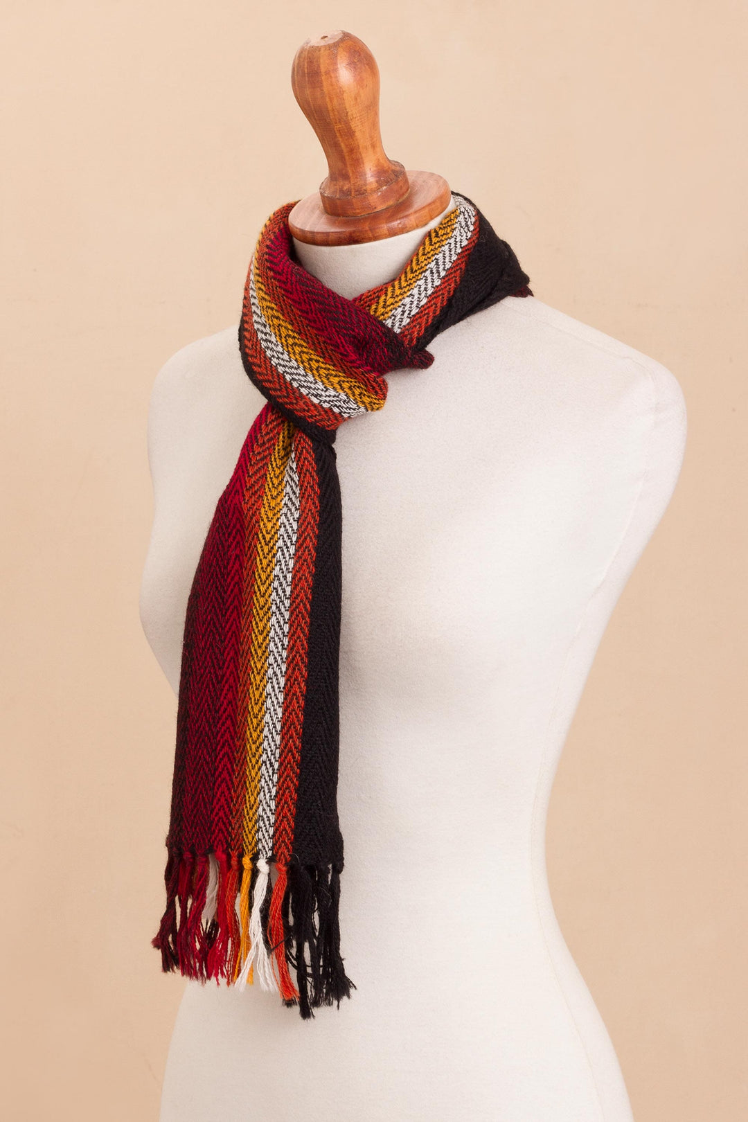 Striped 100% Alpaca Scarf from Peru - Mountain Dusk