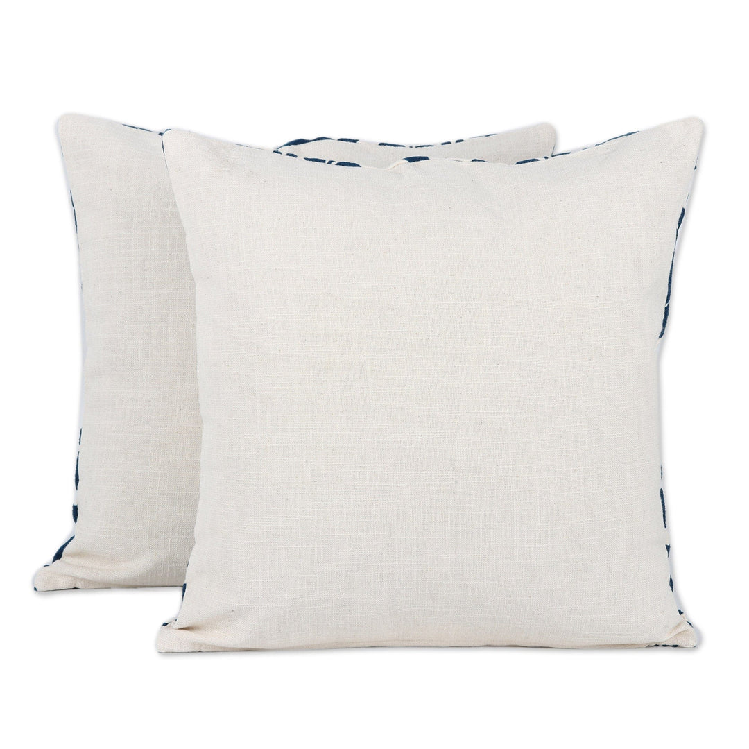 Midnight and Alabaster Cotton Cushion Covers (Pair) - Midnight Glory