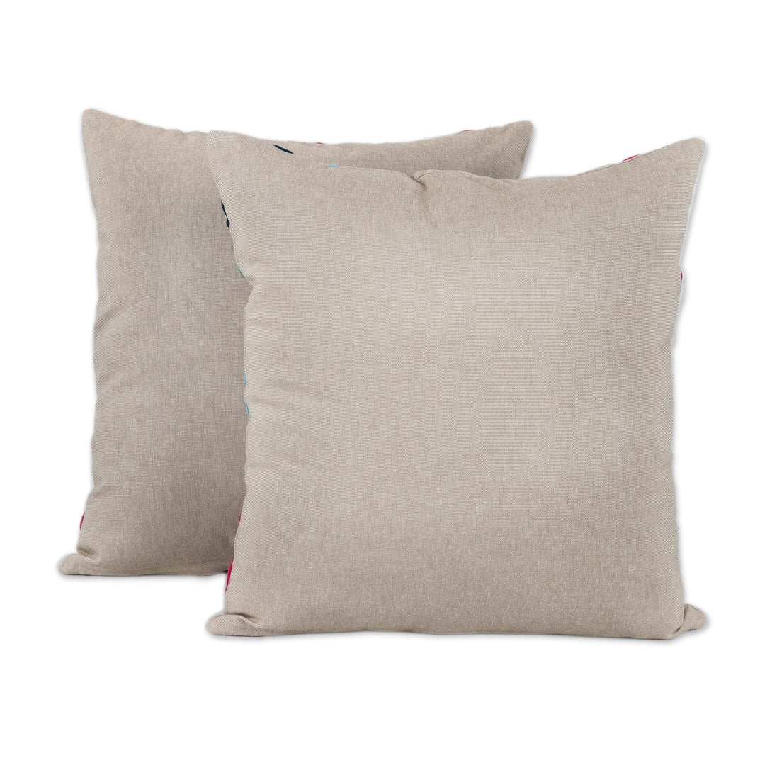 Colorful Floral Cotton Cushion Covers (Pair) - Harmonious Spring