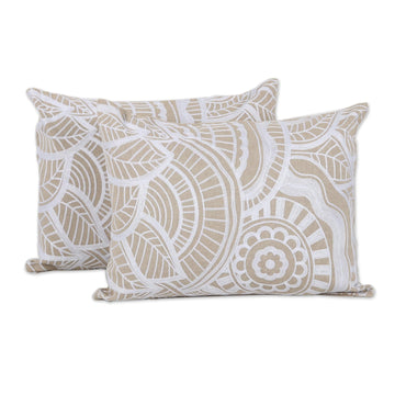 Mandala Pattern Embroidered Cotton Cushion Covers (Pair) - Mandala Bliss