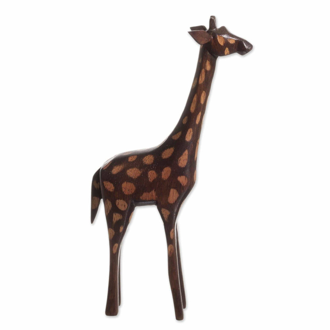 Hand-Carved Cedar Wood Giraffe Sculpture - Charming Giraffe