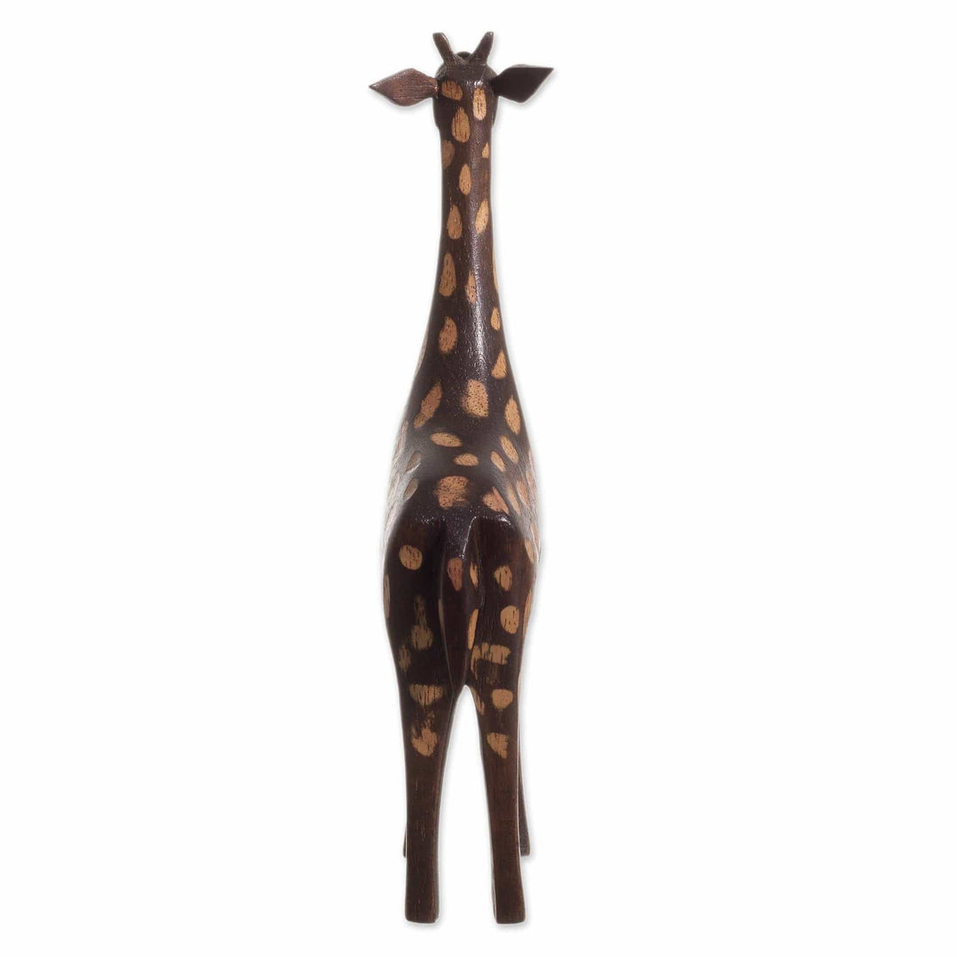 Hand-Carved Cedar Wood Giraffe Sculpture - Charming Giraffe
