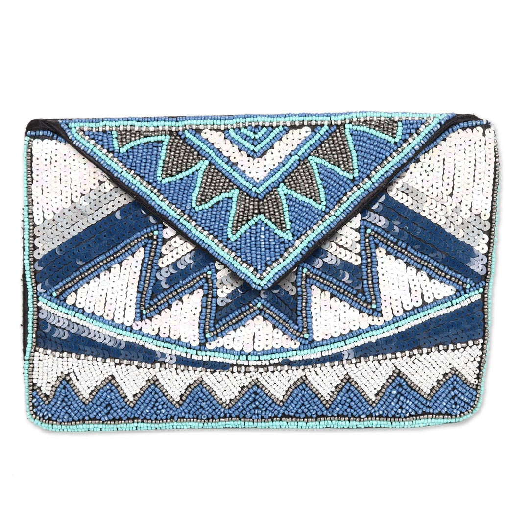 Geometric Beaded Evening Bag Crafted in India Glamorous Symphony