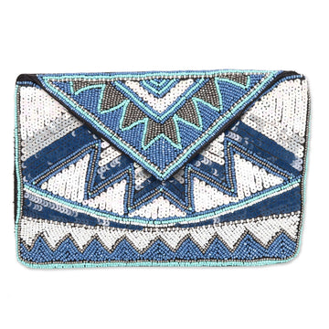 Geometric Beaded Evening Bag Crafted in India - Glamorous Symphony