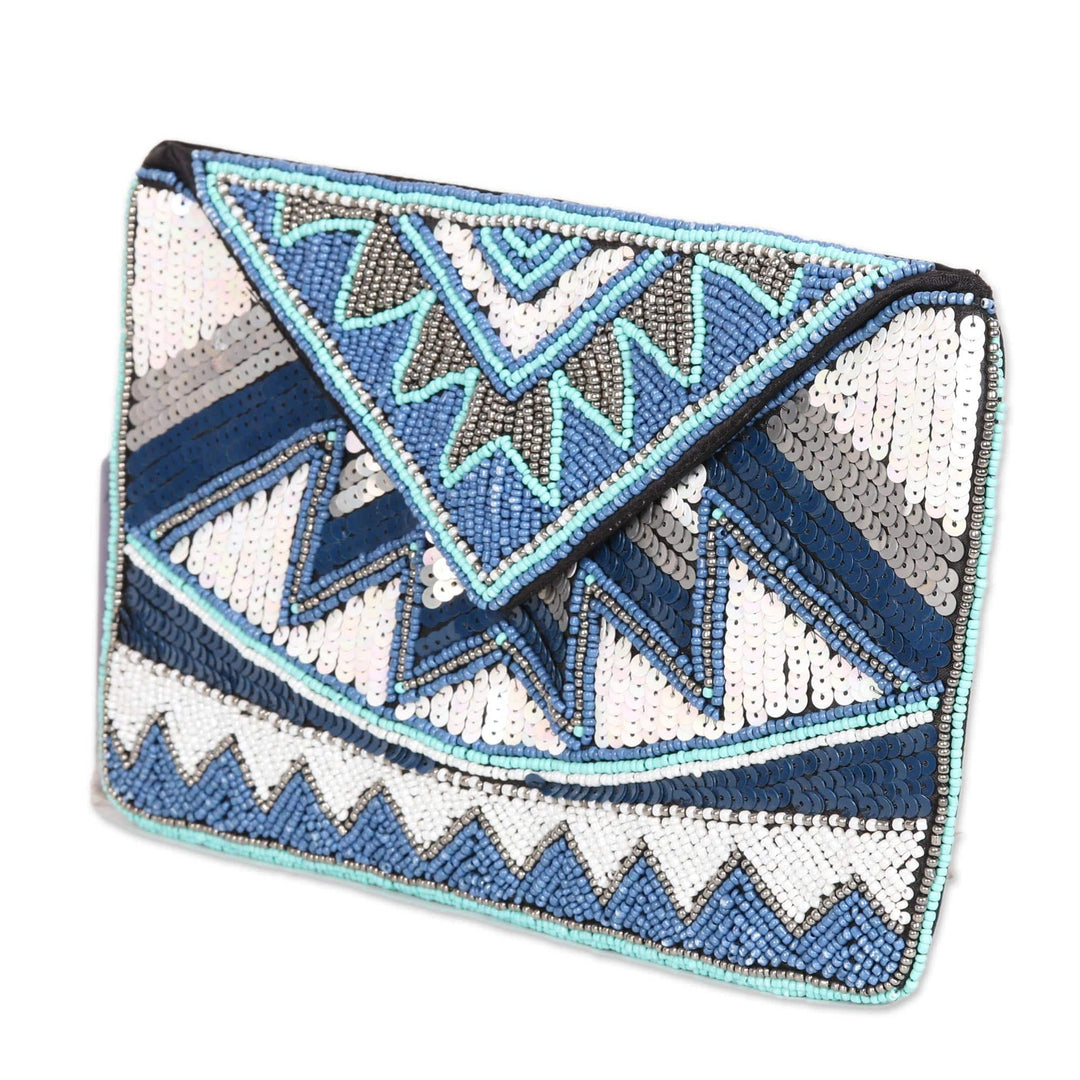 Geometric Beaded Evening Bag Crafted in India - Glamorous Symphony