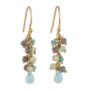 Gold Plated Chalcedony Cluster Earrings - Fruit of the Tropics