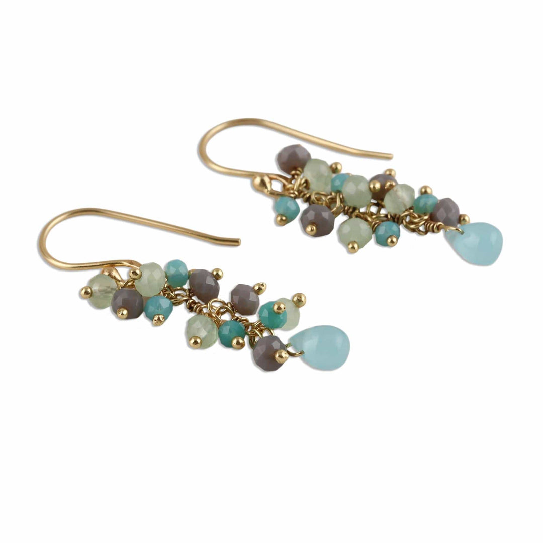 Gold Plated Chalcedony Cluster Earrings - Fruit of the Tropics