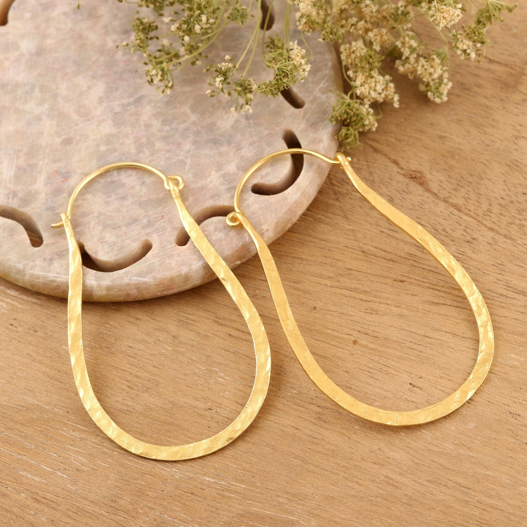 22k Gold Plated Sterling Silver Hoop Earrings from India - Mystic Loops