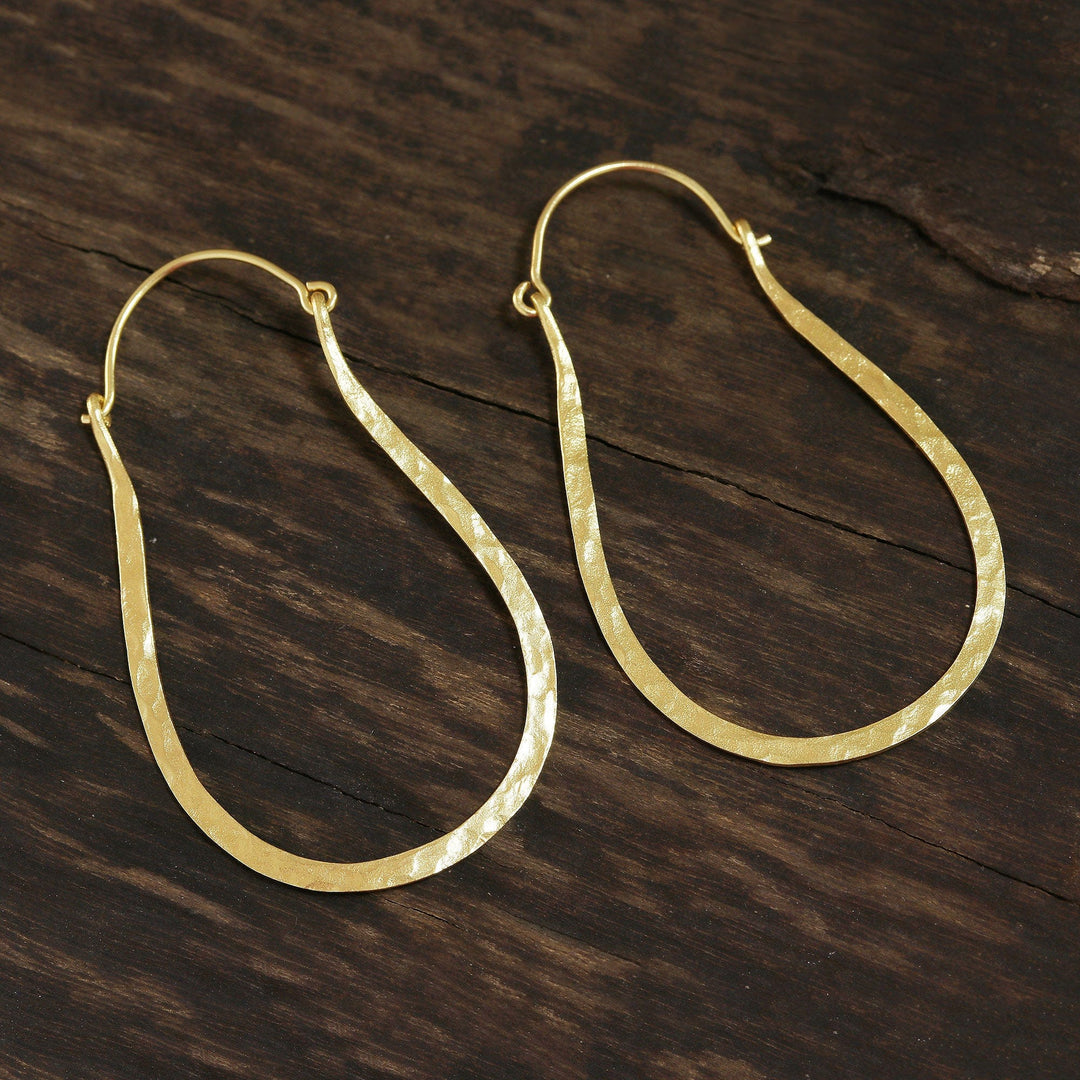 22k Gold Plated Sterling Silver Hoop Earrings from India - Mystic Loops