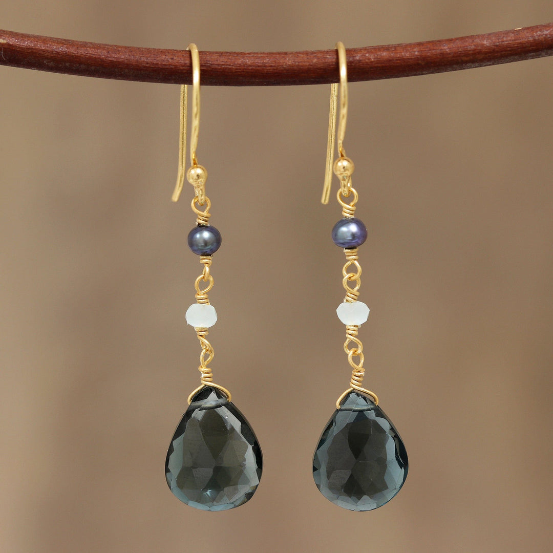 Gold Plated London Blue Topaz Dangle Earrings - London Dazzle