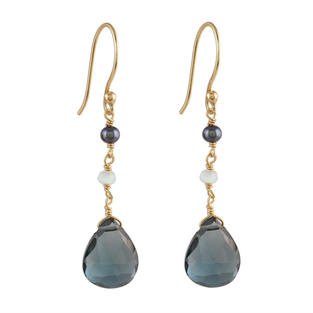 Gold Plated London Blue Topaz Dangle Earrings - London Dazzle