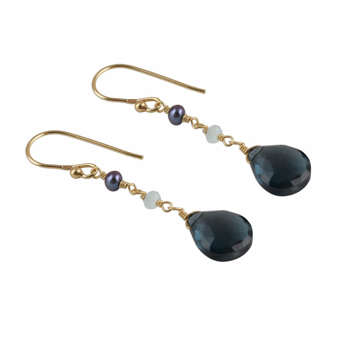Gold Plated London Blue Topaz Dangle Earrings - London Dazzle