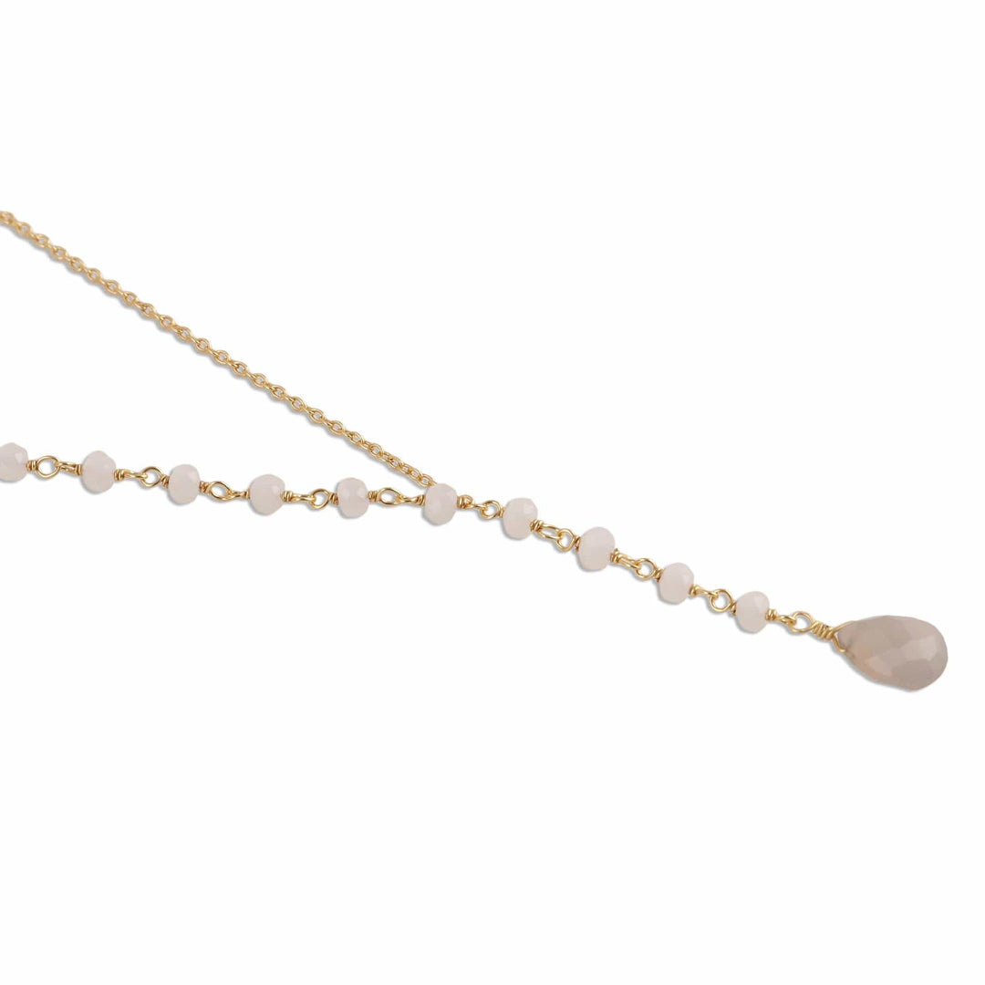 Gold Plated Chalcedony Y-Necklace from India - Gemstone Grace