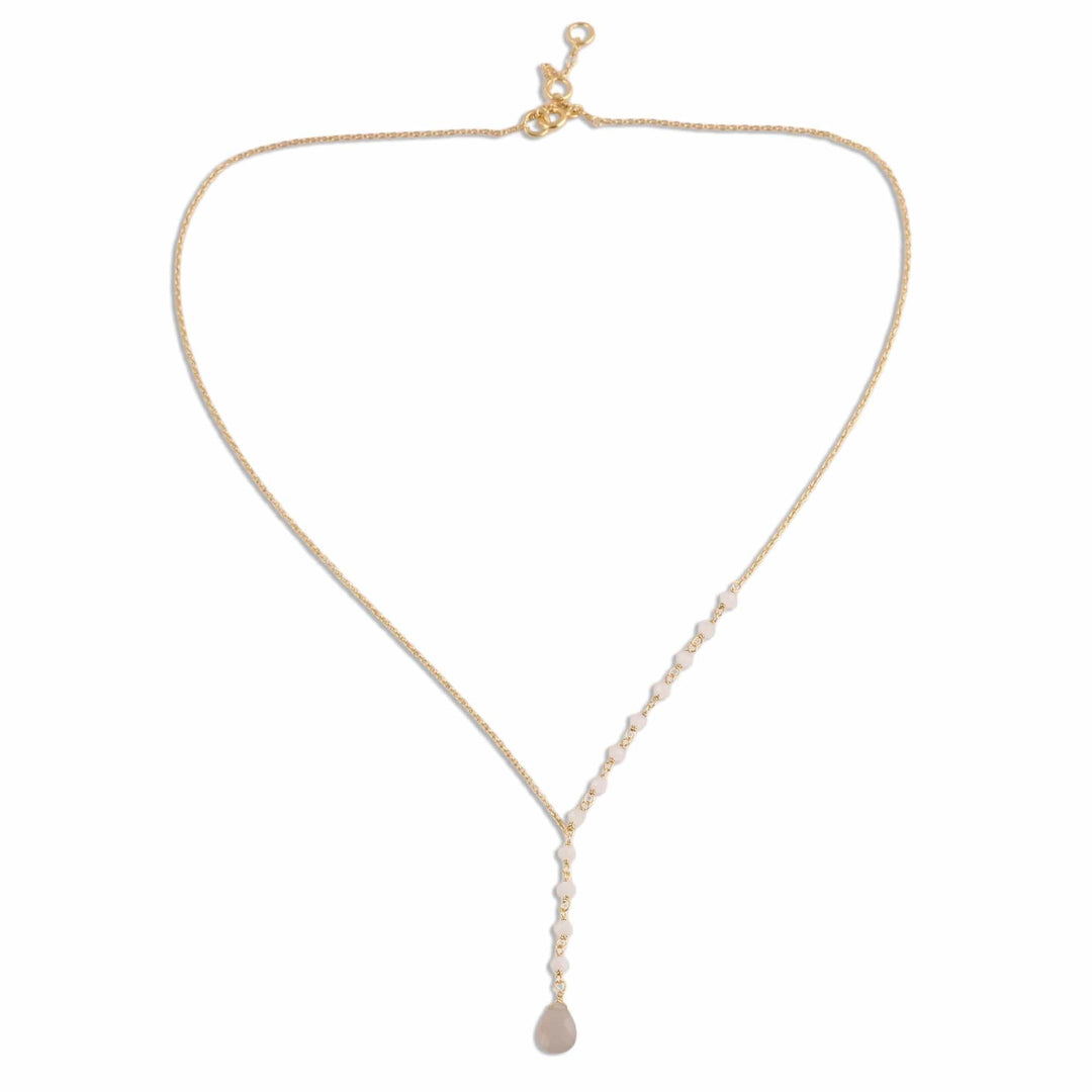 Gold Plated Chalcedony Y-Necklace from India - Gemstone Grace