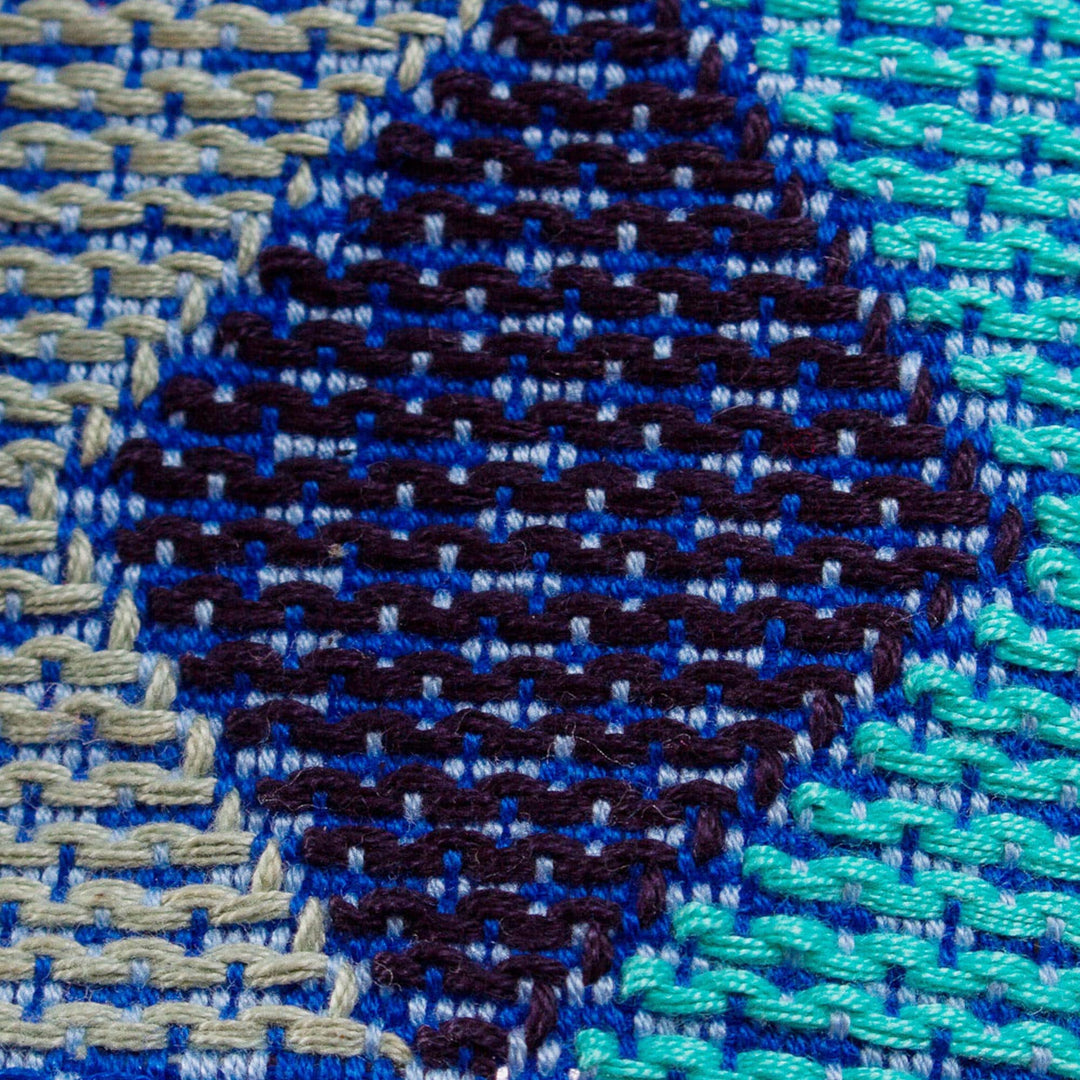 Lapis and Sage Cotton Shawl from Mexico - Winter Evenings