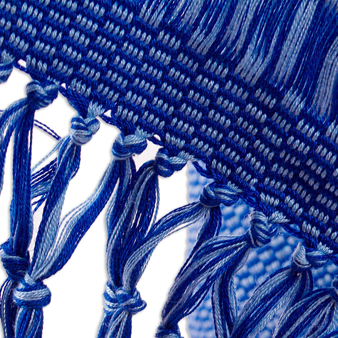 Lapis and Sage Cotton Shawl from Mexico - Winter Evenings
