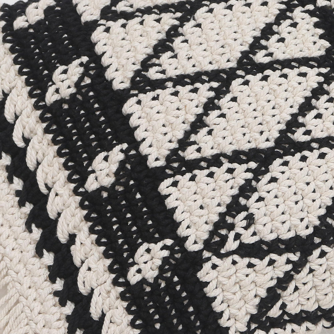 Geometric Ebony and Eggshell Cotton Cushion Cover - Geometric Shadow