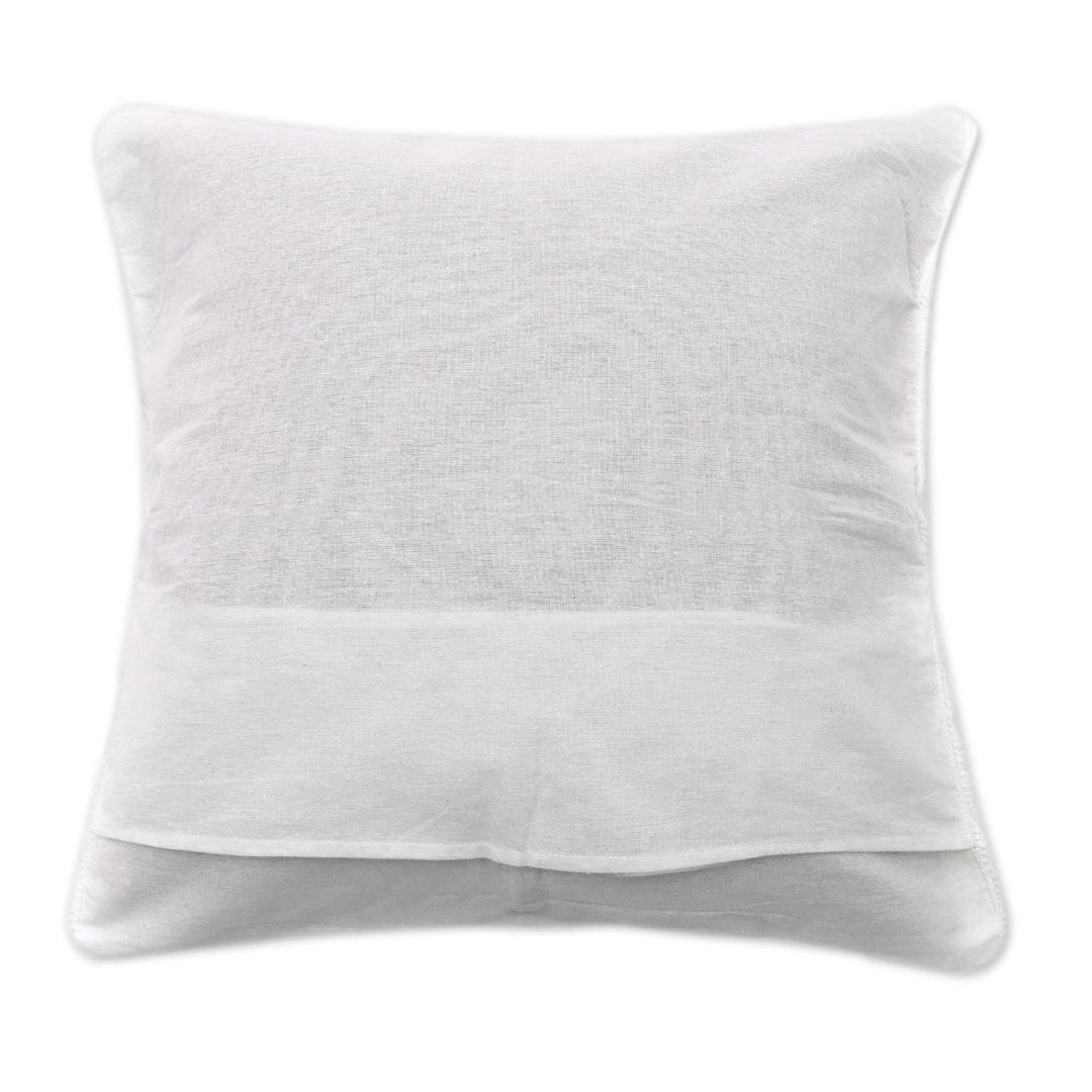 Handcrafted Eggshell Cotton Cushion Cover from Bali - Center of Attention