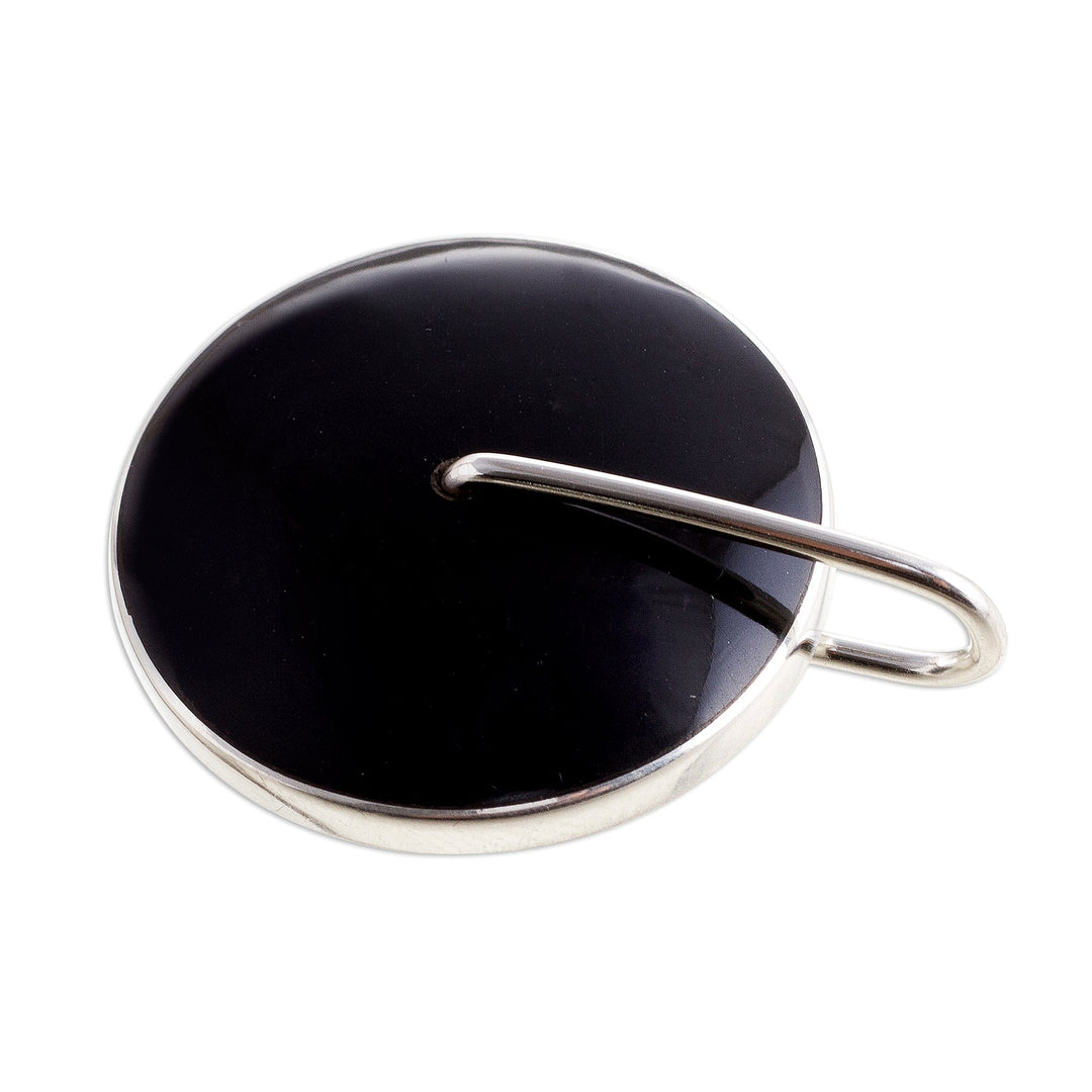 Obsidian Circle and Sterling Silver Pendant - Midnight Marvel