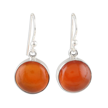 Round Carnelian Dangle Earrings - Fiery Domes