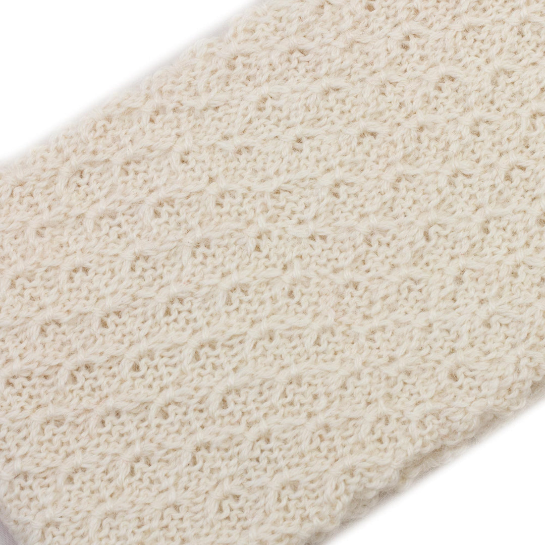 Off-White 100% Baby Alpaca Honeycomb Pattern Knit Headband - Wavelength in Alabaster