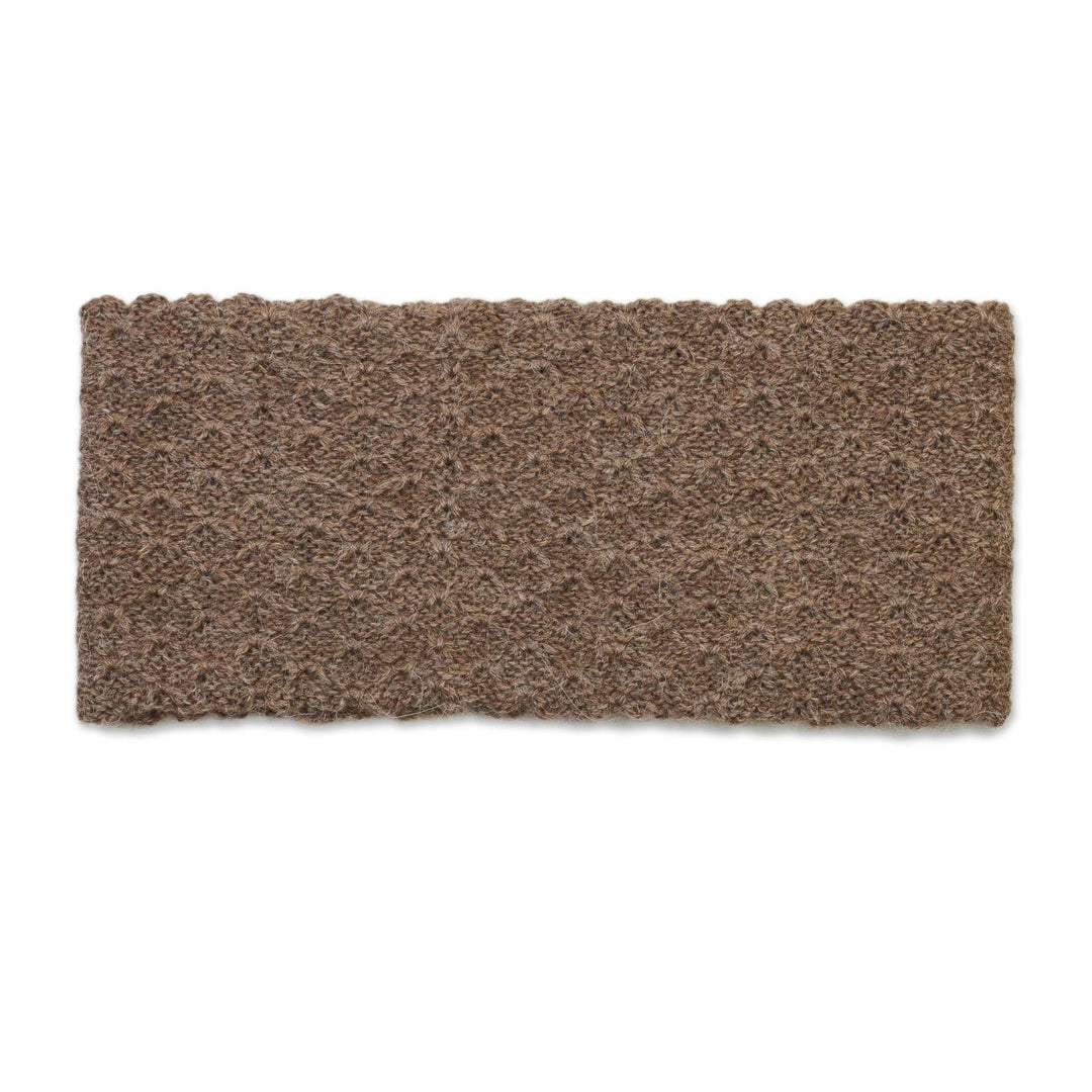 Chestnut 100% Baby Alpaca Honeycomb Pattern Knit Headband - Wavelength in Chestnut