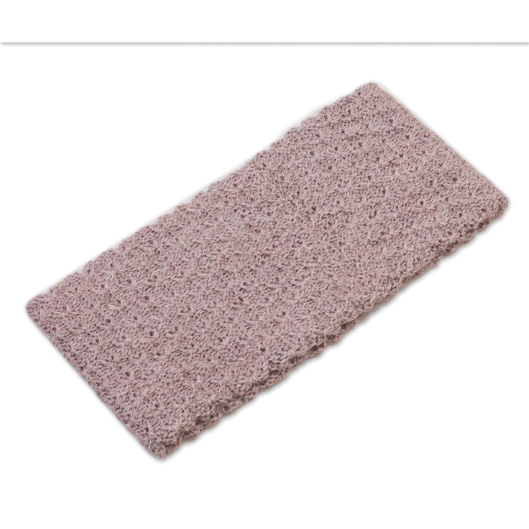 Dusty Rose 100% Baby Alpaca Honeycomb Pattern Knit Headband - Wavelength in Dusty Rose