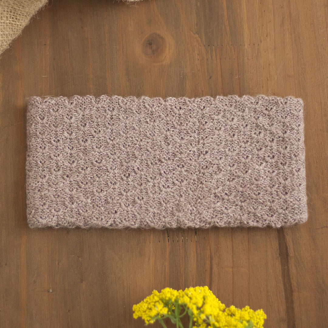 Dusty Rose 100% Baby Alpaca Honeycomb Pattern Knit Headband - Wavelength in Dusty Rose
