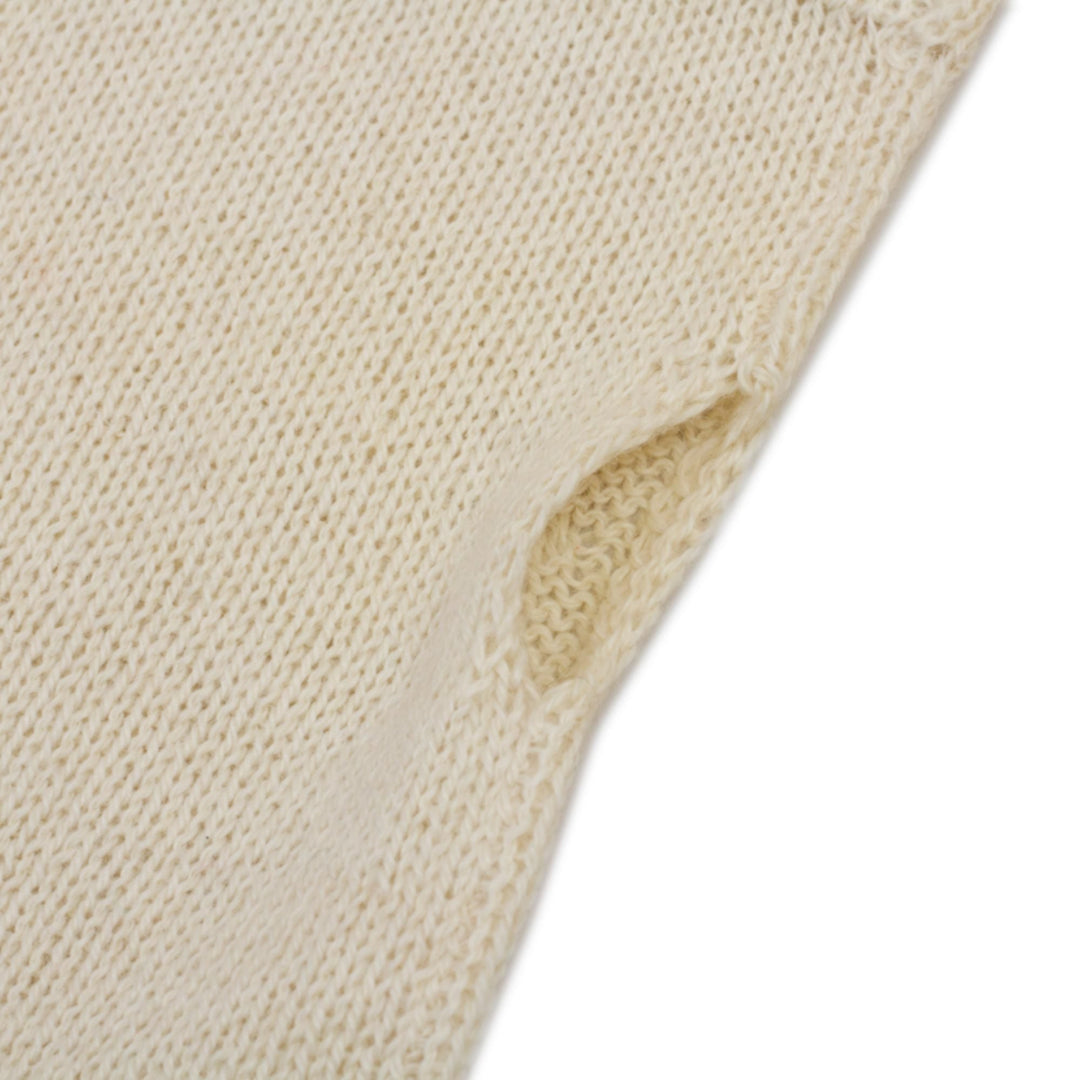 Off-White 100% Baby Alpaca Cable Knit Fingerless Mitts - Luscious Twist in Alabaster