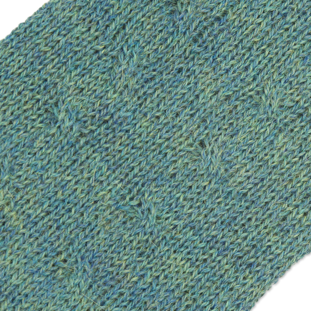 Green 100% Baby Alpaca Cable Knit Fingerless Mitts - Luscious Twist in Emerald