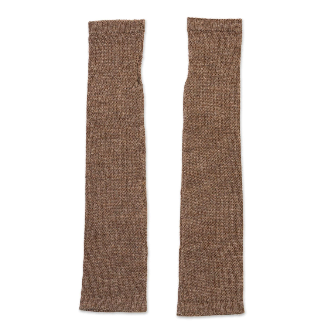 Chestnut Brown 100% Baby Alpaca Cable Knit Fingerless Mitts - Luscious Twist in Chestnut