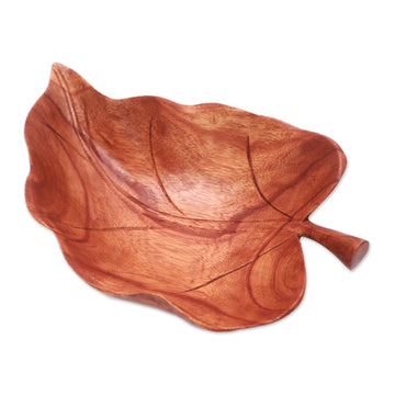 Suar Wood Leaf Catchall Crafted in Indonesia - Floating Leaf