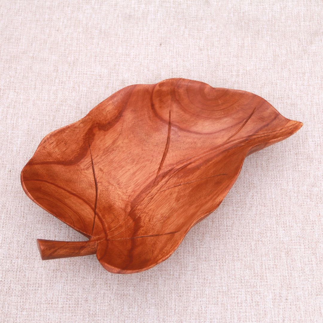 Suar Wood Leaf Catchall Crafted in Indonesia - Floating Leaf