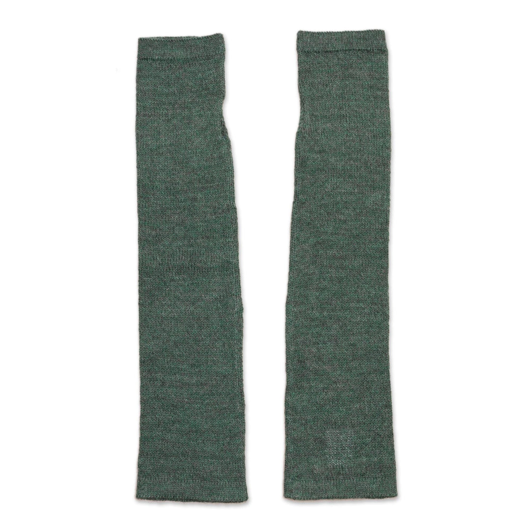 100% Baby Alpaca Loden Green Knit Fingerless Mitts From Peru - Luscious Twist in Green