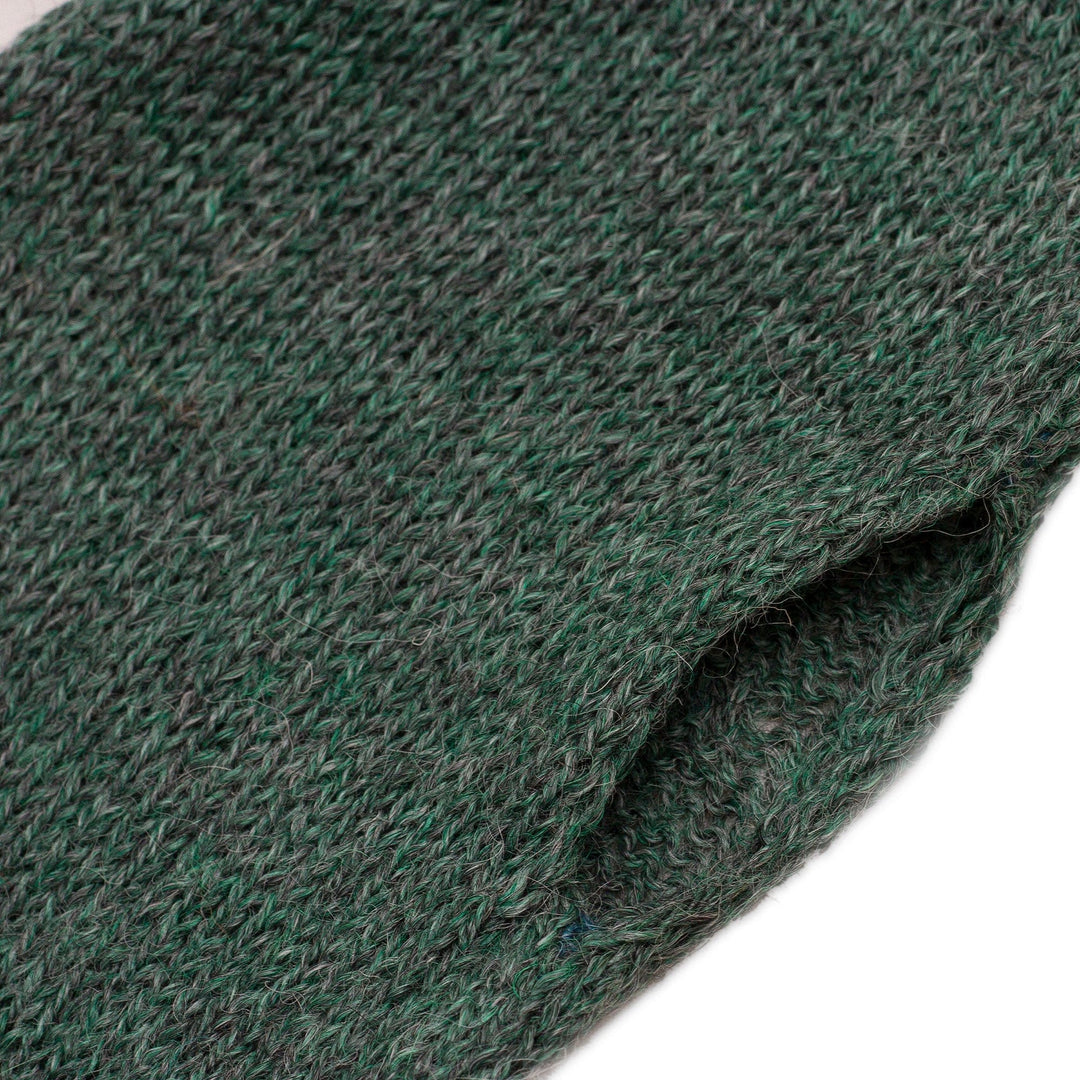 100% Baby Alpaca Loden Green Knit Fingerless Mitts From Peru - Luscious Twist in Green