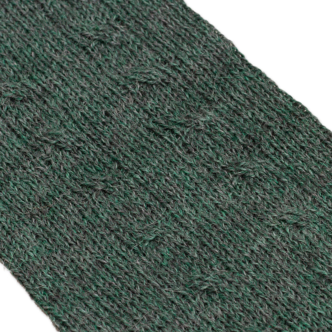 100% Baby Alpaca Loden Green Knit Fingerless Mitts From Peru - Luscious Twist in Green