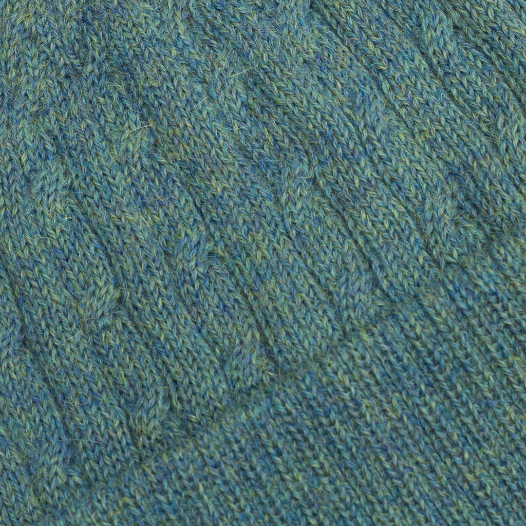 Teal 100% Alpaca Cable Pattern Soft Knit Hat From Peru - Comfy in Teal