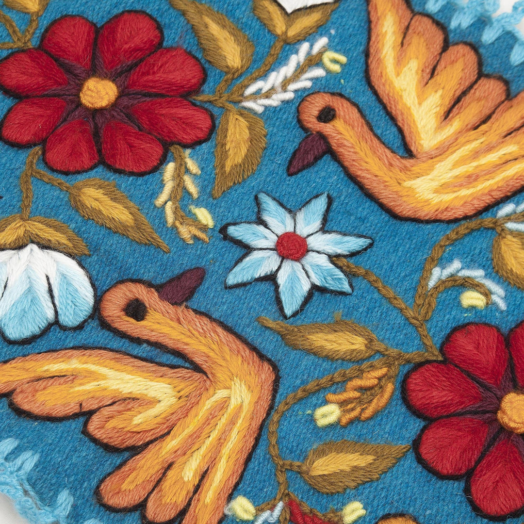 Floral and Bird Motif Alpaca Blend Table Runner - Floral Fest