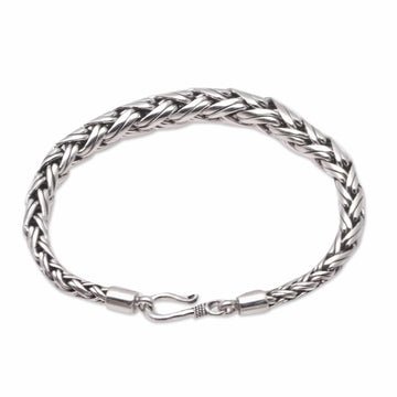 Expanding Sterling Silver Wheat Chain Bracelet from Bali - Expanding Wheat