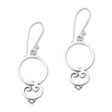 Loop Pattern Sterling Silver Dangle Earrings from Bali - Nice Loops