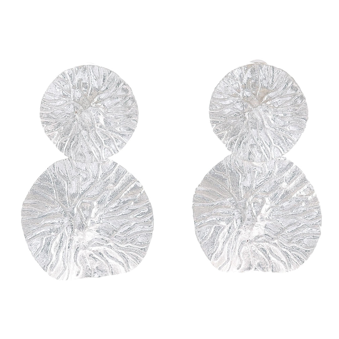 Modern Sterling Silver Dangle Earrings from Thailand - Gleaming Pads