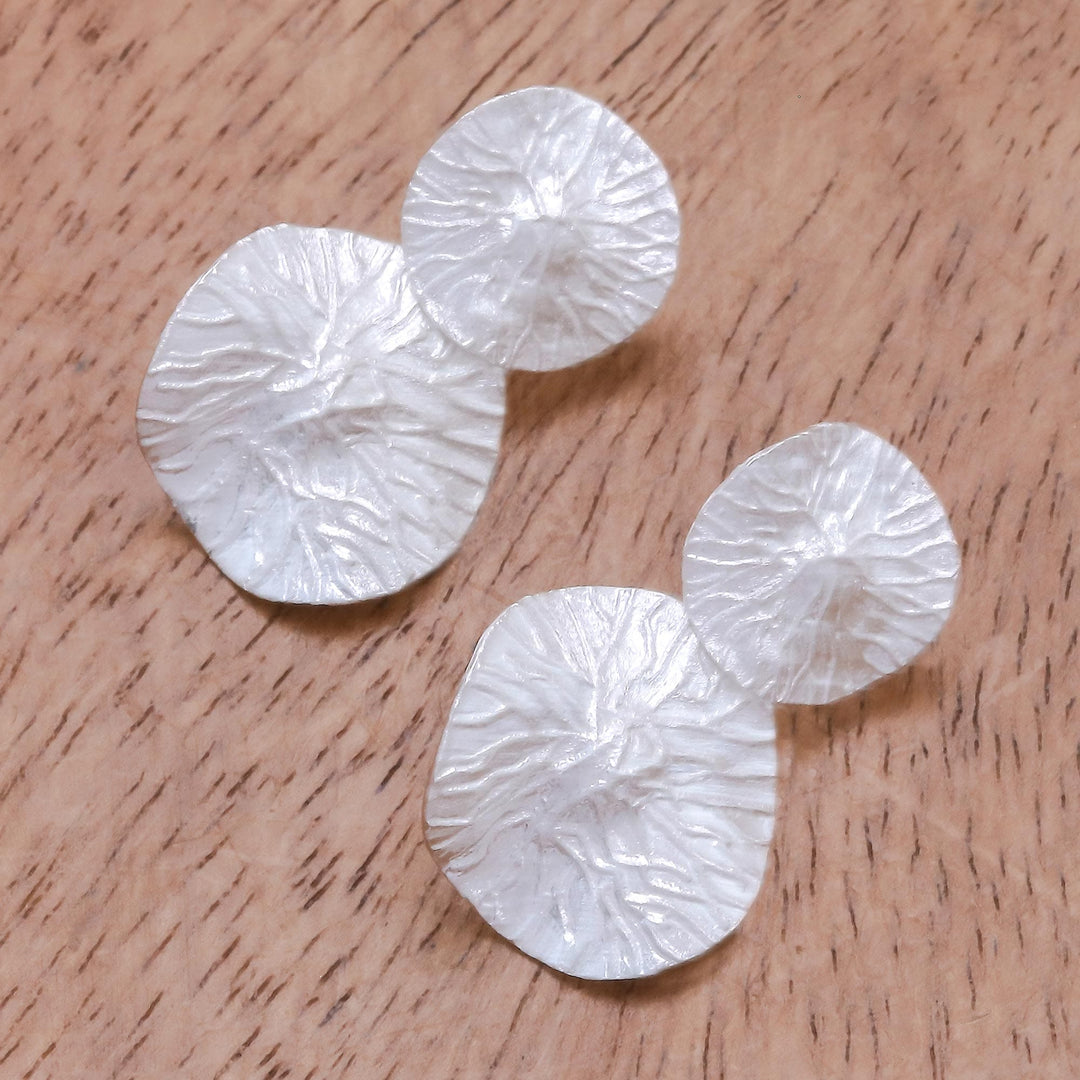 Modern Sterling Silver Dangle Earrings from Thailand - Gleaming Pads